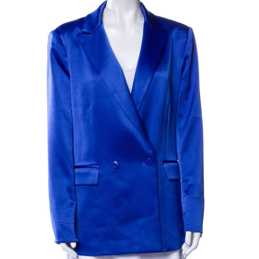 Alice + Olivia Satin Blazer in Blue